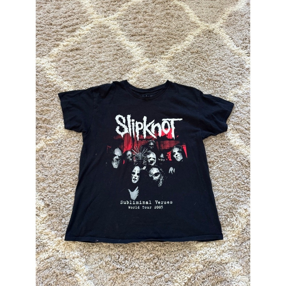 Slipknot Subliminal Verses World Tour 2005 Graphic T-Shirt Black L Distressed